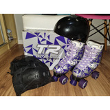 Patins Traxart Quad Tr Roller Skates Kit Proteção capacete