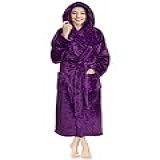 PAVILIA Feminino Robe Macio De Pelúcia Com Capuz Roupão De Banho Fofo E Quente De Lã Sherpa Shaggy L Xl Roxo 