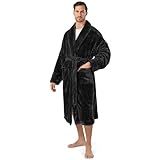 PAVILIA Roupão Masculino Macio Roupão De Banho Felpudo De Pelúcia Masculino Roupão De Spa Felpudo De Sherpa Longo Preto Large X Large