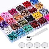 Paxcoo 624 Peças De Contas De Lacre De Cera Cera De Vedação Para Selo De Cera Contas De Lacre De Cera Hexagonal Com Uma Colher De Cera E 4 Peças De Velas De Chá 24 Cores 