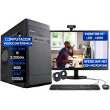 Pc Completo Facil Intel I5 8gb Ssd 120gb Webcam Caixa De Som