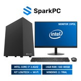 Pc Computador Completo Sparkpc Cpu I7, Ssd 480, 16gb Memória Ram, Wifi, Monitor 19, Kit Teclado E Mouse Logitech