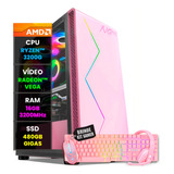 Pc Gamer Computador Completo Amd Ryzen Kit Rosa Pink Wifi Nf