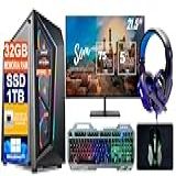 Pc Gamer Computador Cpu Ryzen 7 5700G   SSD 1TB M 2 NVMe   32GB Memória Ram Ddr4   Windows 11 Pro   Monitor 21 5P Led   Teclado   Mouse   Headset Gamer