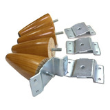Pé Palito De Madeira Mel Com 10cm De Altura Para Sofás Puffs Kit 36pés 36 Chapinhas De Aço Para Inclinar