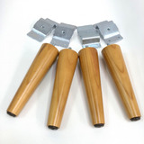Pé Palito De Madeira Mel Com 17cm De Altura Para Sofás Puffs Kit 17 Pés Com 17 Chapas De Aço Para Inclinar Gratis