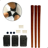 Pé Para Mesa Redonda De Madeira Kit 3 Pés Palito 60 Cm Retro