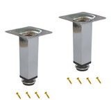 Pé Para Móveis Pezinho Quadrado 10cm Aço Cromado O Par