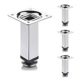 Pé Para Móveis Quadrado Pezinho Cromado 10cm Regulável 4unid