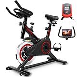 Pearpot Bicicleta Ergometrica  Bicicleta Estática  Preta  7 Níveis De Resistência  Tela Do Console  Assento E Alça Ajustáveis  Indoor
