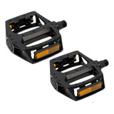 Pedal Alumínio Plataforma Bicicleta Bike Rosca Grossa 9 16 Mtb Preto Com Refletores