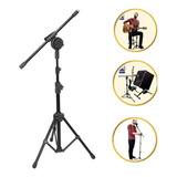 Pedestal Girafa Para Microfone C Pés Dobráveis E Braço Articulado Visão Musical Cor Preto