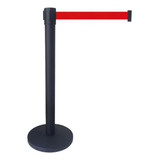 Pedestal Organizador Separador Fila Preto Com Fita Vermelha