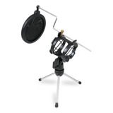 Pedestal P Microfone De Mesa Com Ajuste Pop Filter Vento