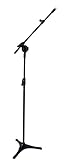Pedestal Para Microfone Suporte Visão Pe-3ft-bk Girafa Preto Com Haste Extensora, Pé De Ferro De 2,5kg Até 1,68m De Altura