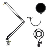 Pedestal Suporte Articulado Microfone Aranha Pop Filter