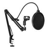 Pedestal Suporte Braço Mesa Articulado Microfone Pop Filter