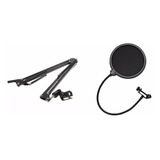 Pedestal Suporte Mesa Articulado Microfone Pop Filter
