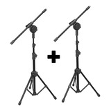 Pedestal Suporte Microfone Girafa Profissional Kit Com 2