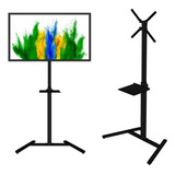Pedestal Tv Móvel Com Rodízio Carrinho Tv Smart Led Cor Preto