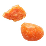 Pedra Calcita Laranja Bruta E Polida P coleção 5cm Kit C 2