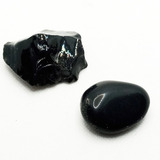 Pedra Obsidiana Negra Bruta E Polida