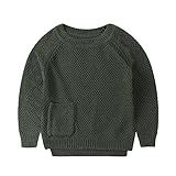 Peecabe Suéter Infantil De Malha De Algodão Para Bebês Meninas E Meninos Pulôver Infantil Gola Redonda Manga Longa Outono Inverno- Verde Militar- 6 Meses