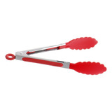Pegador Culinário De Silicone E Aço Inox 27cm Com Trava