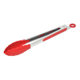 Pegador De Silicone Vermelho Pinça Em Aço Inox Com Trava