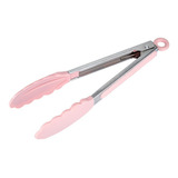 Pegador Inox C Ponta Em Silicone Rosa 23cm