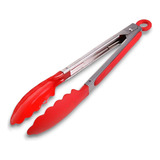Pegador Inox C Ponta Em Silicone Vermelho 18 Cm