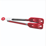 Pegador Inox C Ponta Em Silicone Vermelho 23cm