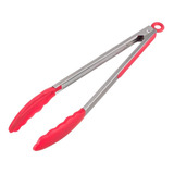 Pegador Inox C Ponta Em Silicone Vermelho 30cm