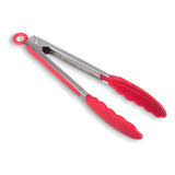 Pegador Inox C Ponta Em Silicone Vermelho 35 Cm