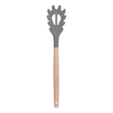 Pegador Massas Macarrão Cozinha Silicone Cabo Bambu Cozinha