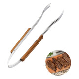 Pegador Para Carne Churrasco Lâmina Aço Inox E Madeira