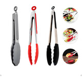 Pegador Pinça Culinária De Silicone Multiuso Inox Fritura