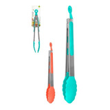 Pegador Pinça Silicone Inox E Nylon Salada Macarrão Massa