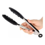 Pegador Pinça Silicone Inox Para Salada Churrasco 27cm