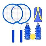 Pegciuho Conjunto De Badminton Infantil- Kit Completo Com Petecas E Raquetes De Jogo- Azul