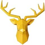 PeiQiH Esculturas Geométricas De Decoração De Parede De Cabeça De Veado Estátuas 3D De Cabeça De Animal Grande Suporte De Parede De Chifre De Veado De Taxidermia Falsa Para Fundo De Sofá De Natal