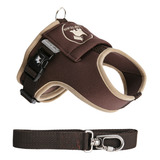Peitoral Coleira Com Guia Para Cachorro Tamanho 2 Cor Marrom Com Bege Pet Finess