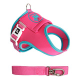 Peitoral Coleira Guia Pet Cachorro Colete Tamanho 3 Cor Pink Com Verde Pet Finess