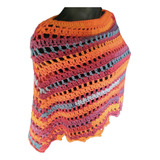 Pelerine Poncho Em Lã Mesclada Laranja