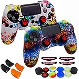 Película De Silicone Para Controle Ps4 2 Peças De Capa Antiderrapante Com 10 Garras De Joystick 2 Pares L2 R2 4 Peças De Película De Barra De Luz LED Para Controle Playsation 4 Slim Pro Dualshock 4 Sem Fio