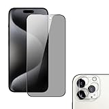 Película De Vidro Privacidade 3D Anti Spy Tela Toda Para IPhone   Película Lente De Câmera  IPhone 15 Pro Max 