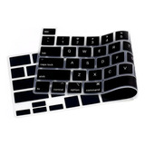 Película Teclado P/ Macbook New Pro 13 Touch Bar A1706 A1989 Cor Preto Com Letras Brancas