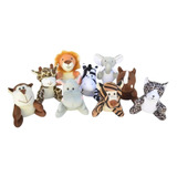 Pelúcias Bichos De Safári Floresta Selva 9 Peças Leão Zebra