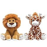 Pelúcias Safari Buba Decoração Quarto Brinquedo Para Bebês 3M Girafa E Leão