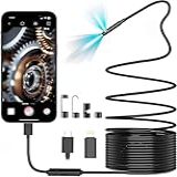 Pemamnov Câmera De Endoscópio De Lente Dupla Com Luz- Boroscópio Com 8 Luzes LED Ajustáveis 1920P HD- 5 M- Semirrígida- IP67 à Prova D-água- Câmera De Inspeção USB Para IPhone- Aparelhos Para Homens--
